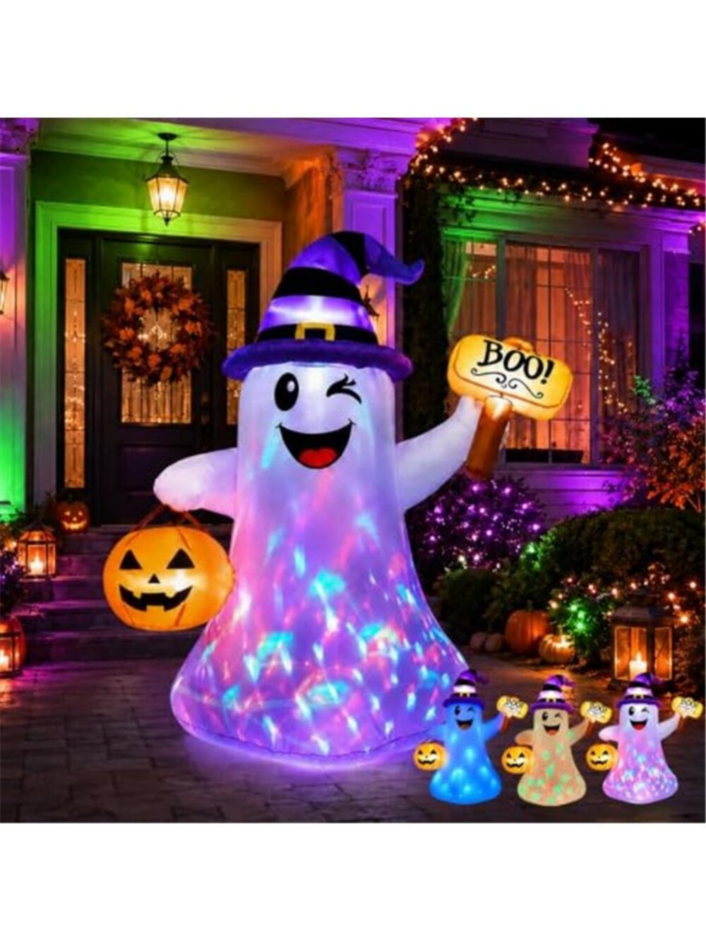 4.5 FT Halloween Inflatables Ghost with Pumpkin Boo, Halloween Decorations
